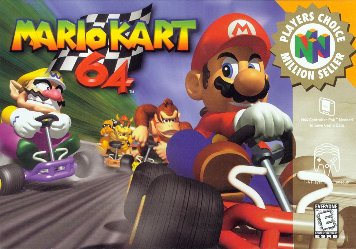 Mario Kart 64 box art for Nintendo 64